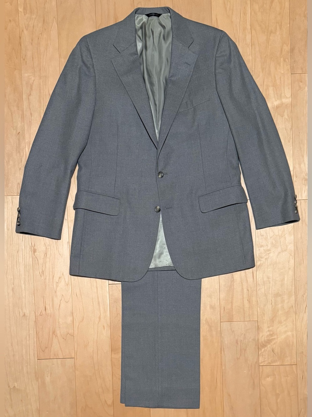 VTG Chaps Ralph Lauren 2-Piece Wool Suit Heavyweight Coin Pocket Gray Men’s 44L*